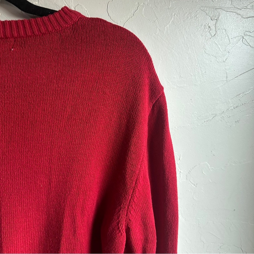 Dockers Polar Bear Fair Isle Sweater Red Ski Nordic Winter Knit Cozy Pullover M - Picture 8 of 11